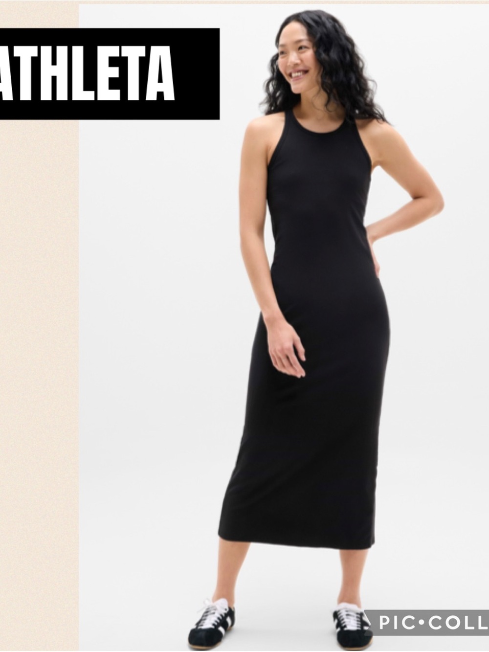 NWT ATHLETA Black Signature Ribbed Maxi Dress XS